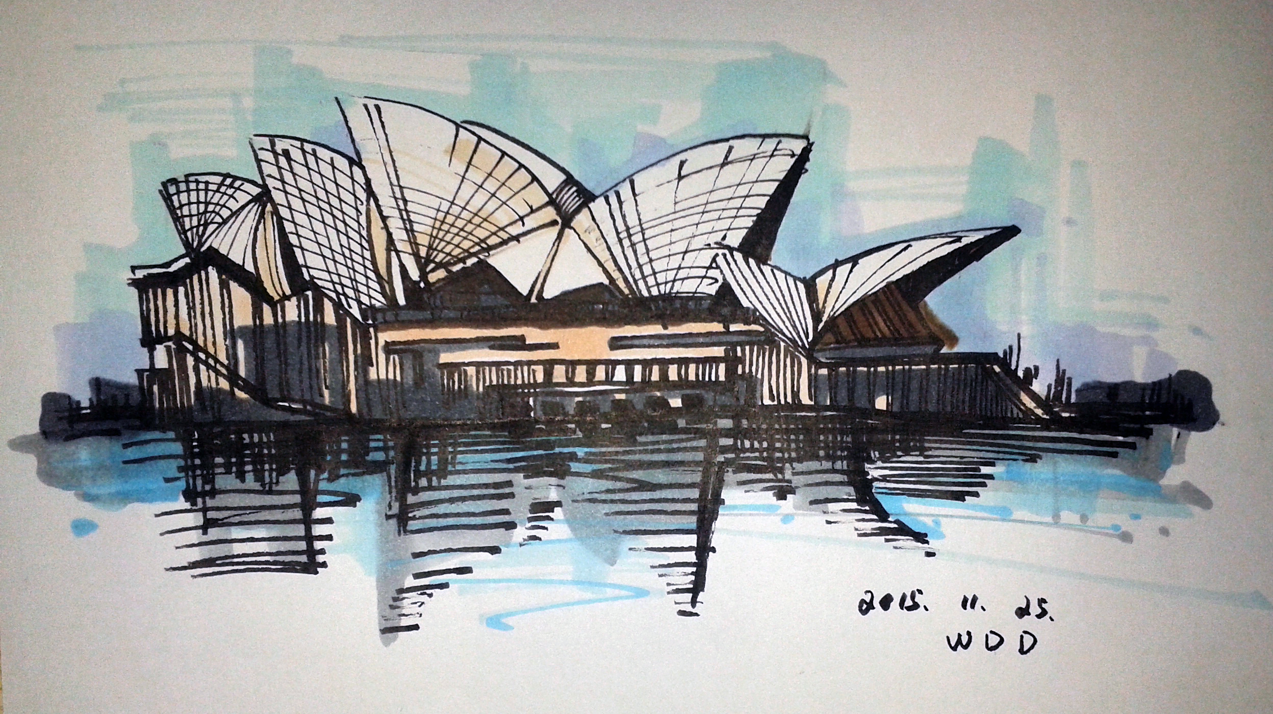 悉尼歌剧院手绘图(悉尼歌剧院手绘图片)